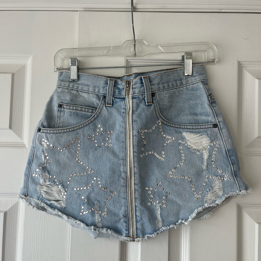 LF Star Rhinestone Jean Skirt Size: 27
